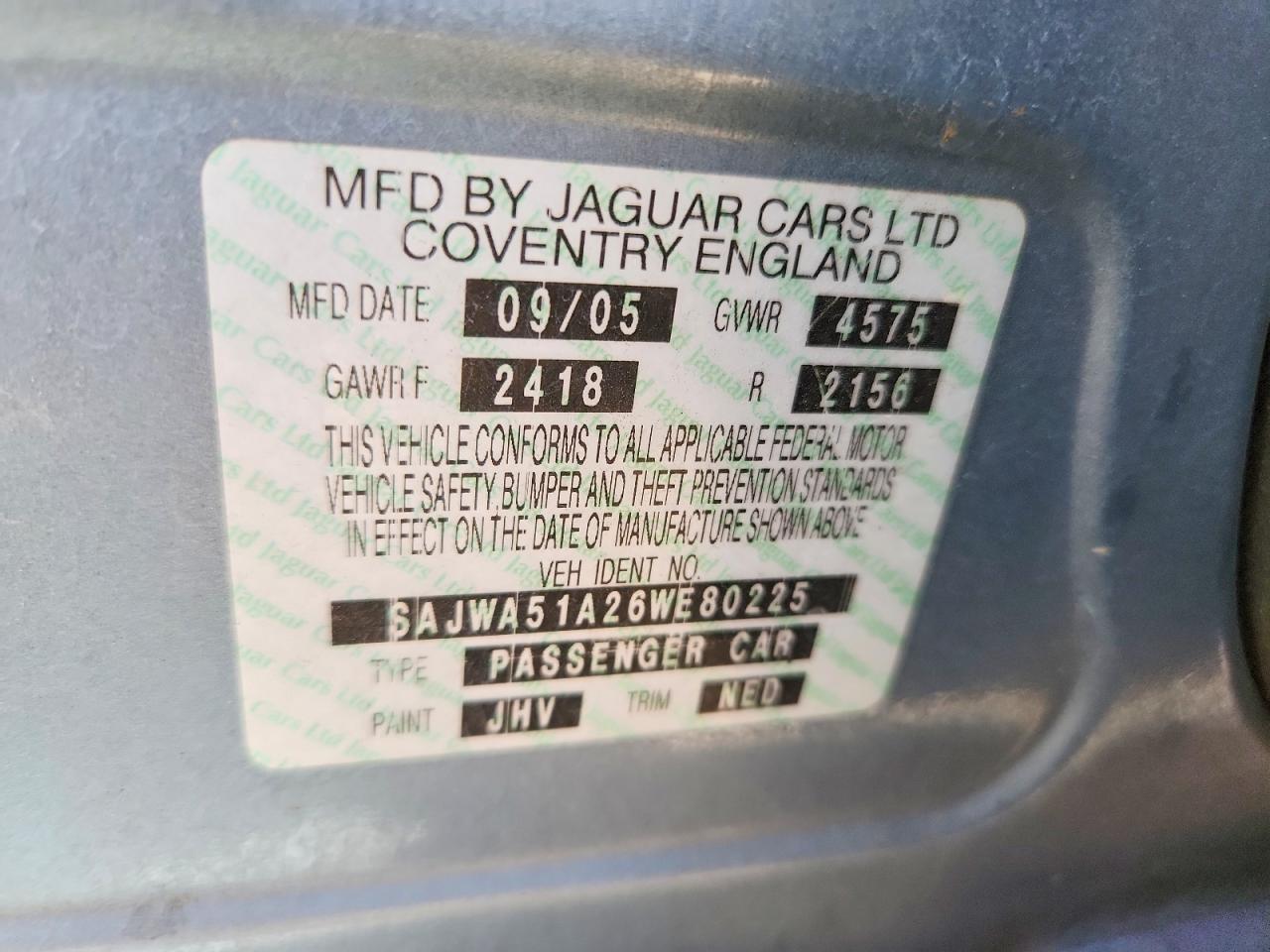 2006 Jaguar X-type 3.0 Teal vin: SAJWA51A26WE80225