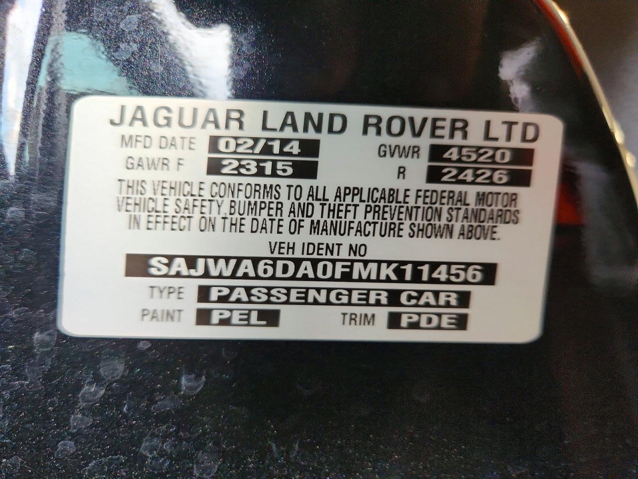 2015 Jaguar F-type Black vin: SAJWA6DA0FMK11456