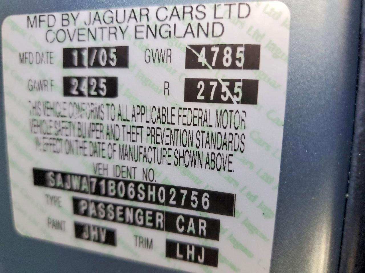 2006 Jaguar Xj8 Blue vin: SAJWA71B06SH02756