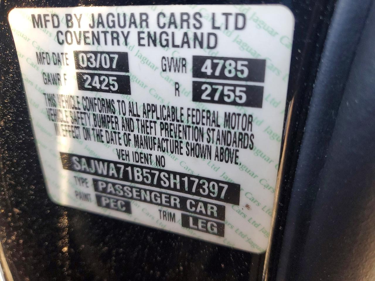 2007 Jaguar Xj8 Black vin: SAJWA71B57SH17397