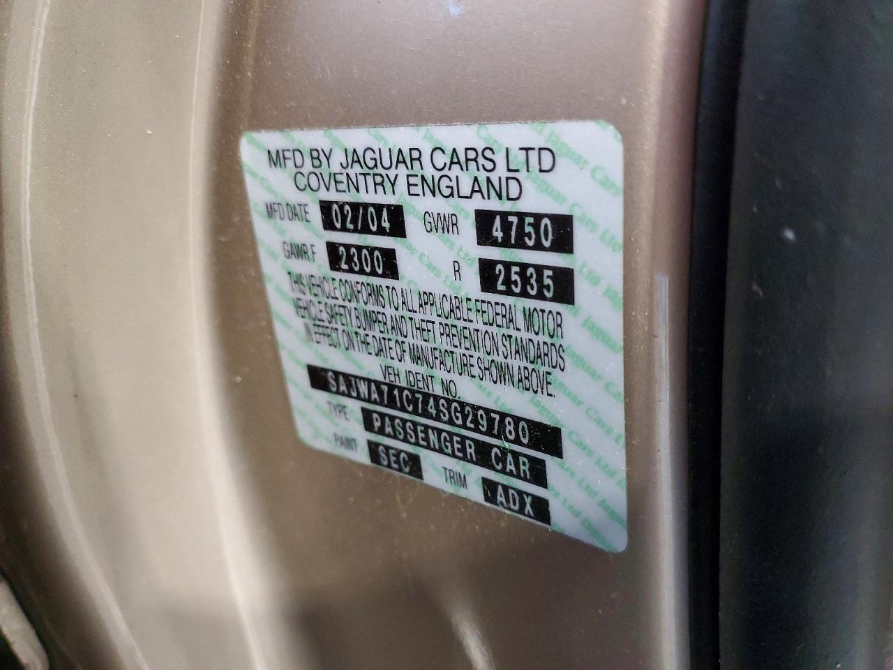 2004 Jaguar Xj8 Tan vin: SAJWA71C74SG29780