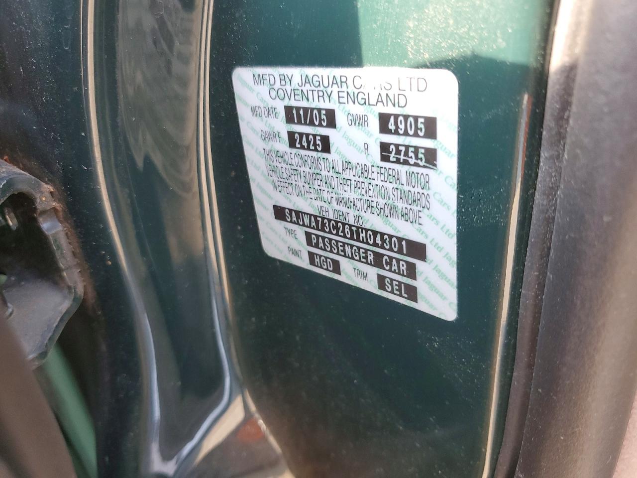 2006 Jaguar Xjr Green vin: SAJWA73C26TH04301