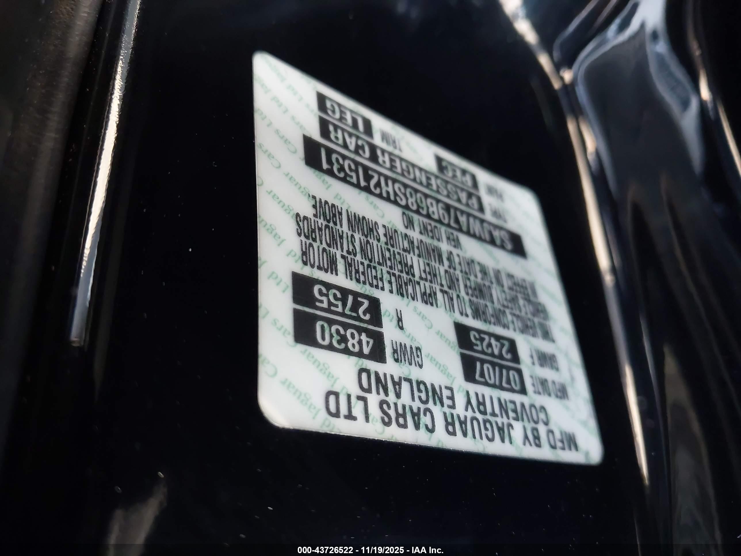 2008 Jaguar Xj Xj8 L Black vin: SAJWA79B68SH21531