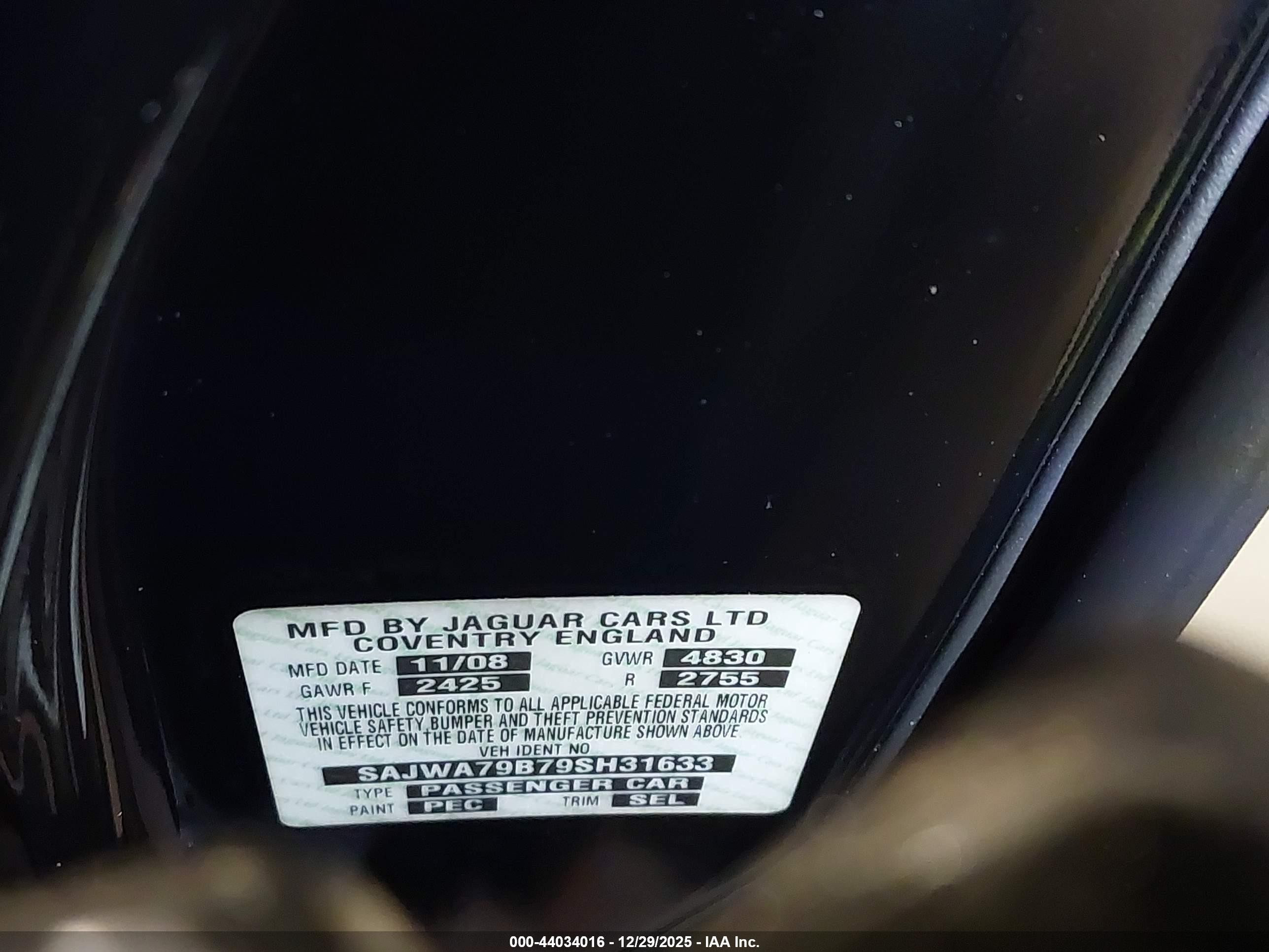 2009 Jaguar Xj Xj8 L Черный vin: SAJWA79B79SH31633