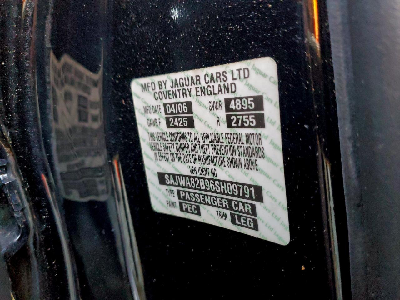 2006 Jaguar Vandenplas Black vin: SAJWA82B96SH09791