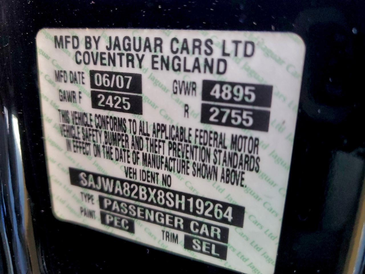 2008 Jaguar Xj Vanden Plas Black vin: SAJWA82BX8SH19264