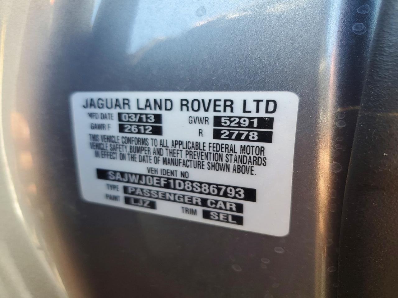2013 Jaguar Xf Gray vin: SAJWJ0EF1D8S86793