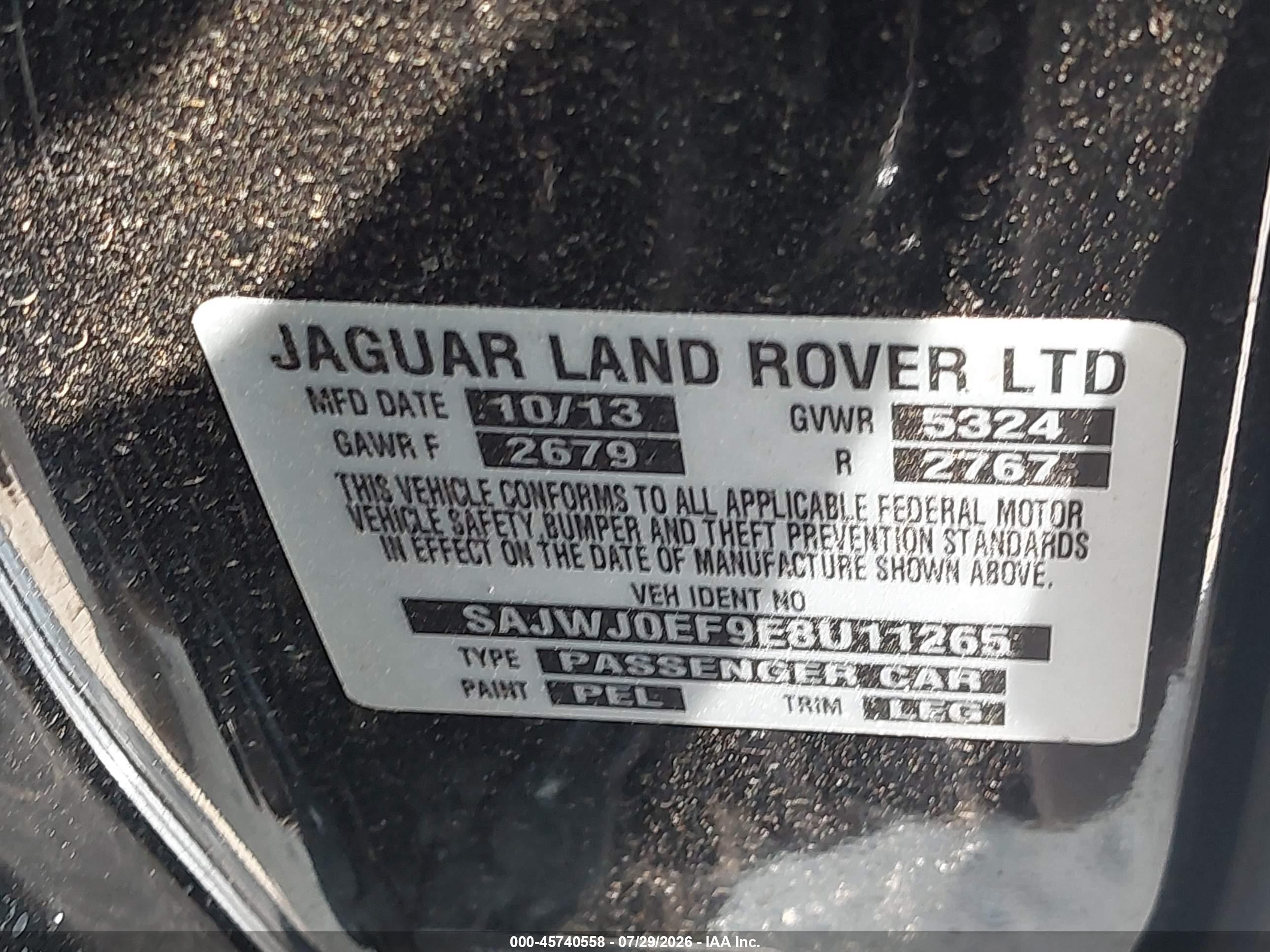 2014 Jaguar Xf V6 Sc Black vin: SAJWJ0EF9E8U11265