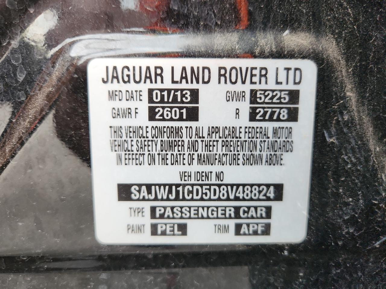 2013 Jaguar Xj Black vin: SAJWJ1CD5D8V48824