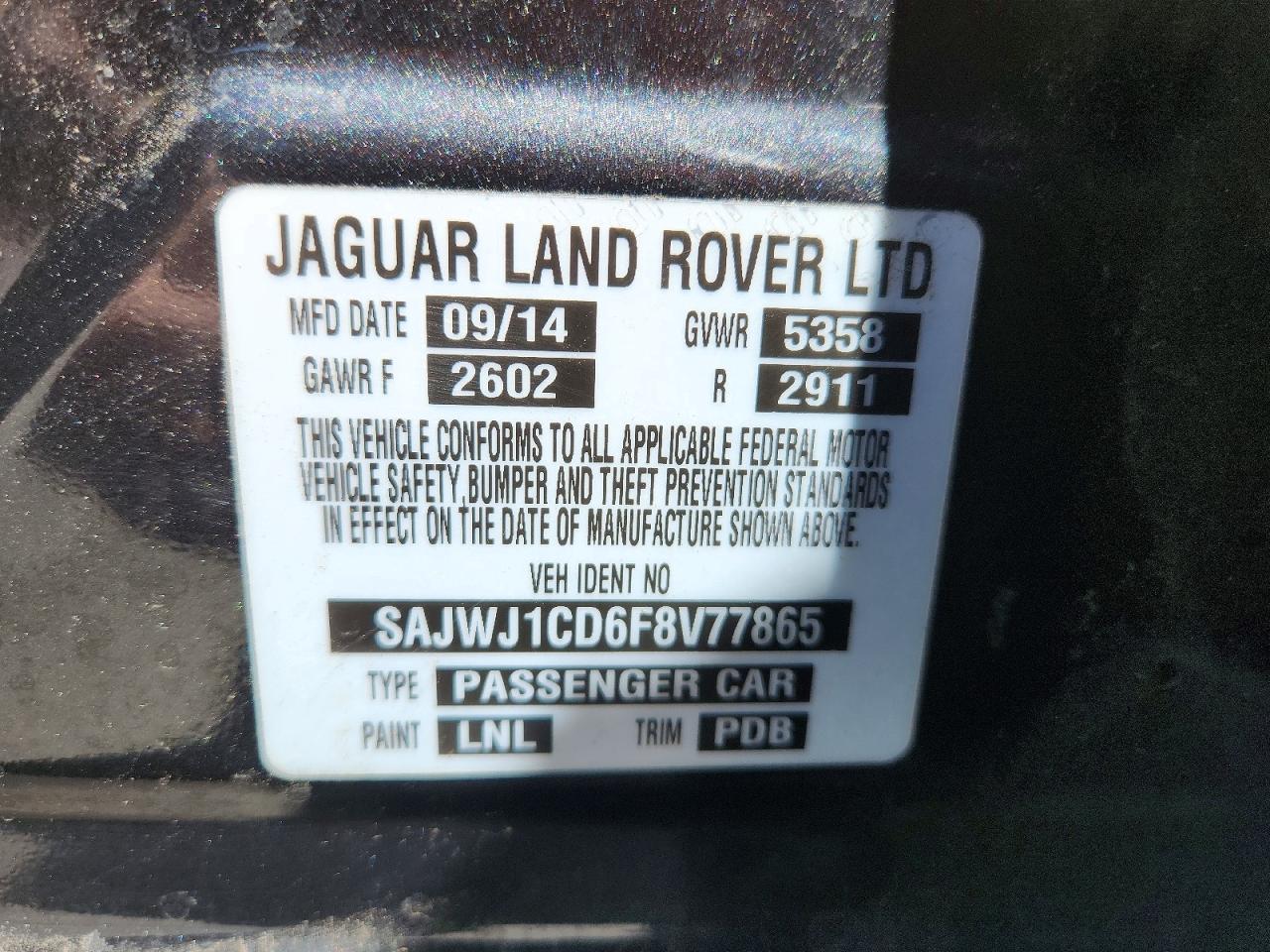 2015 Jaguar Xj Gray vin: SAJWJ1CD6F8V77865