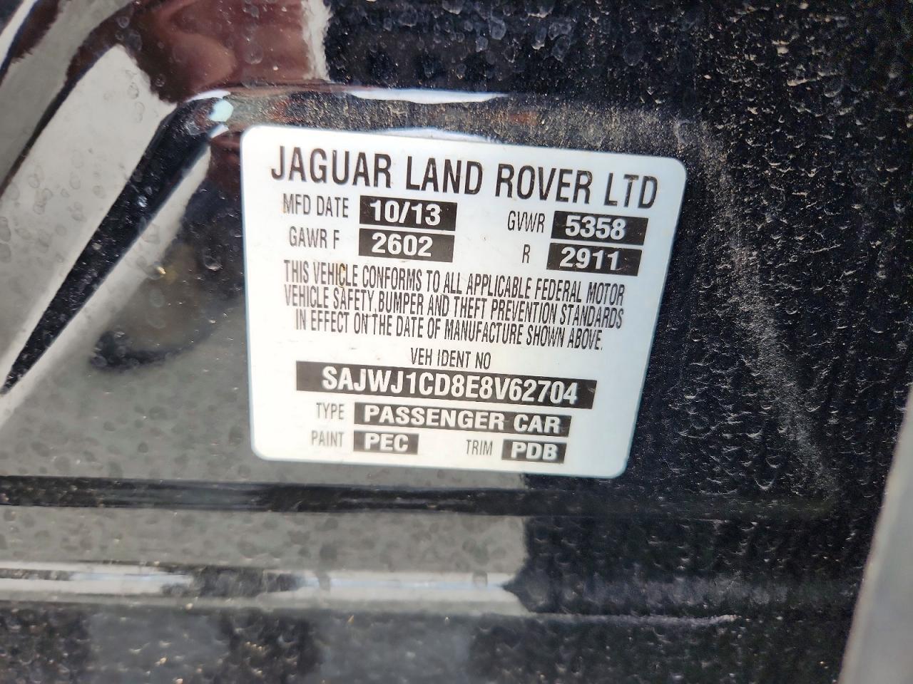 2014 Jaguar Xj Черный vin: SAJWJ1CD8E8V62704