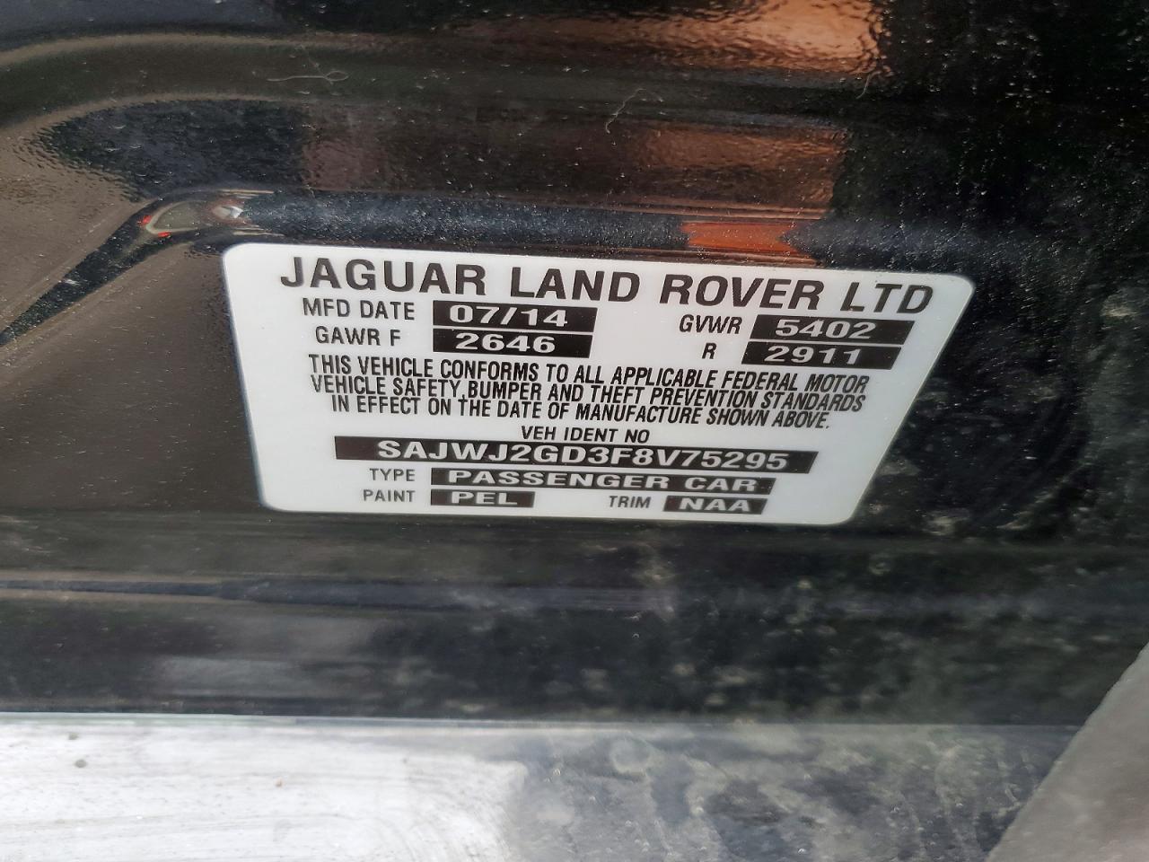 2015 Jaguar Xjl Portfolio Black vin: SAJWJ2GD3F8V75295