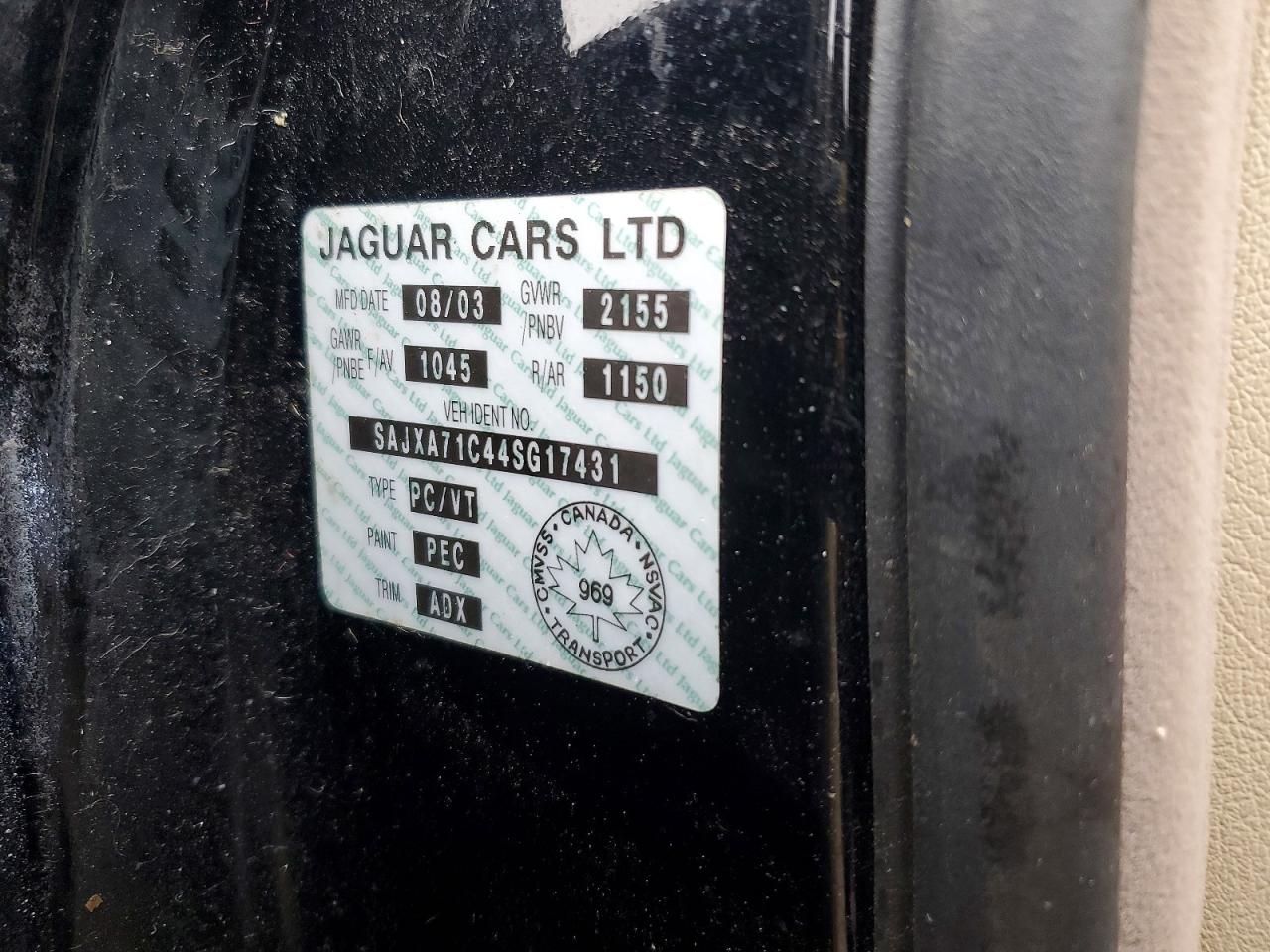2004 Jaguar Xj8 Black vin: SAJXA71C44SG17431