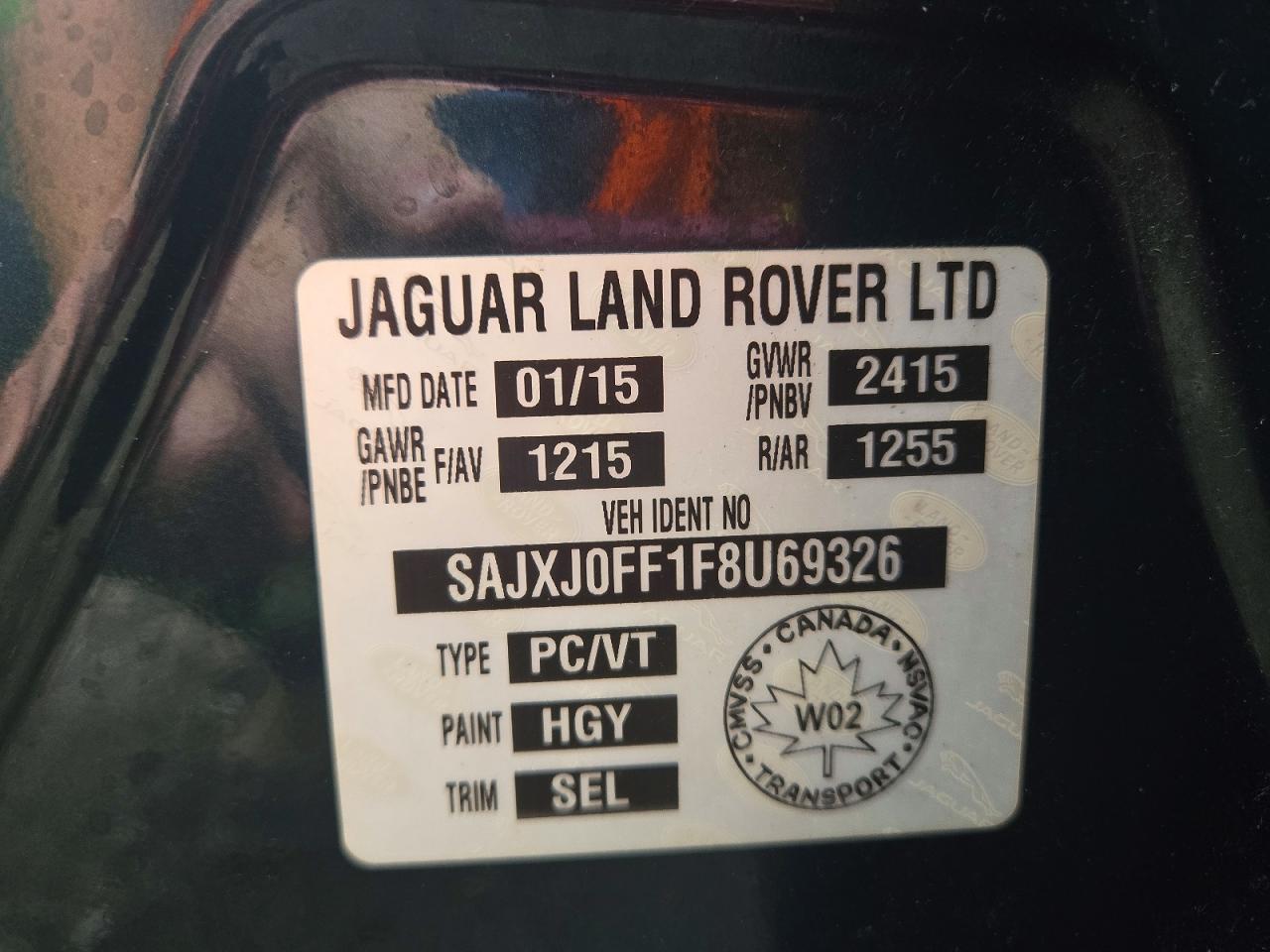 2015 Jaguar Xf 3.0 Sport Awd Green vin: SAJXJ0FF1F8U69326