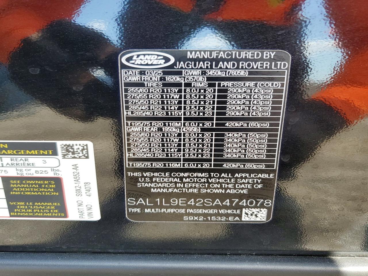 2025 Land Rover Range Rover Sport Dynamic Se Black vin: SAL1L9E42SA474078