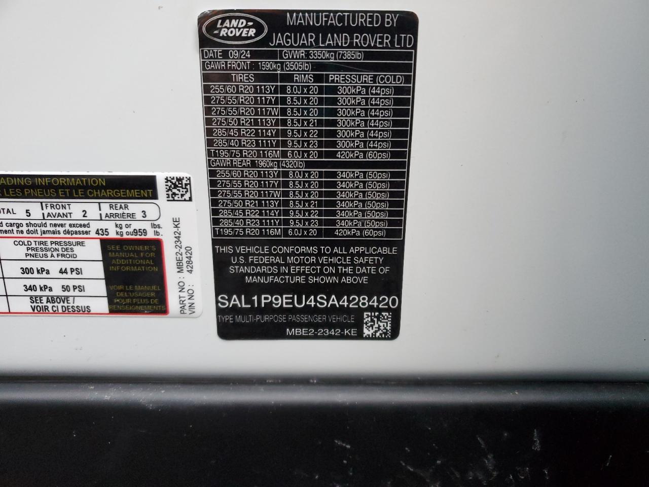 2024 Land Rover Range Rover Sport Se White vin: SAL1P9EU9RA180854