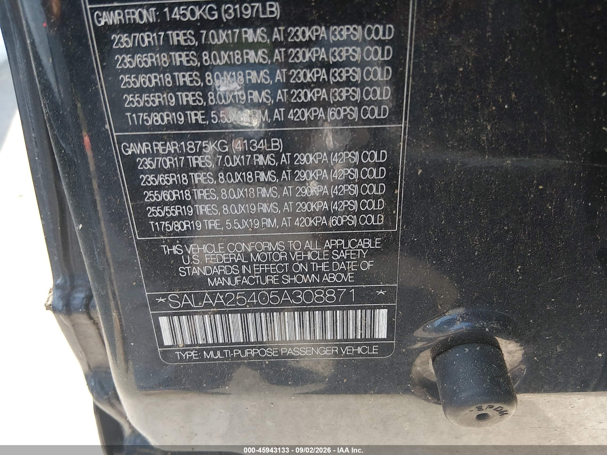 2005 Land Rover Lr3 Se Black vin: SALAA25405A308871