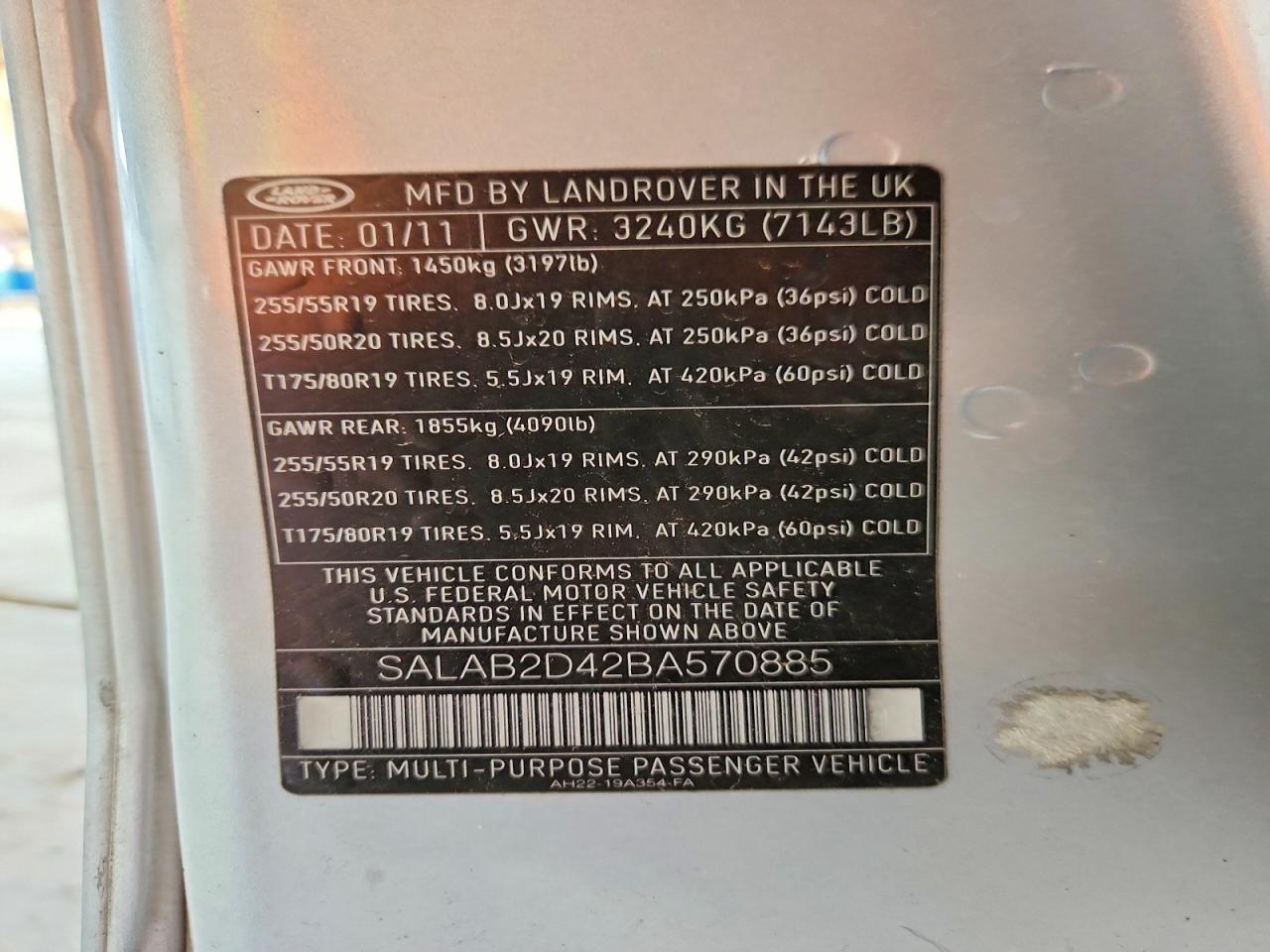 2011 Land Rover Lr4 Silver vin: SALAB2D42BA570885
