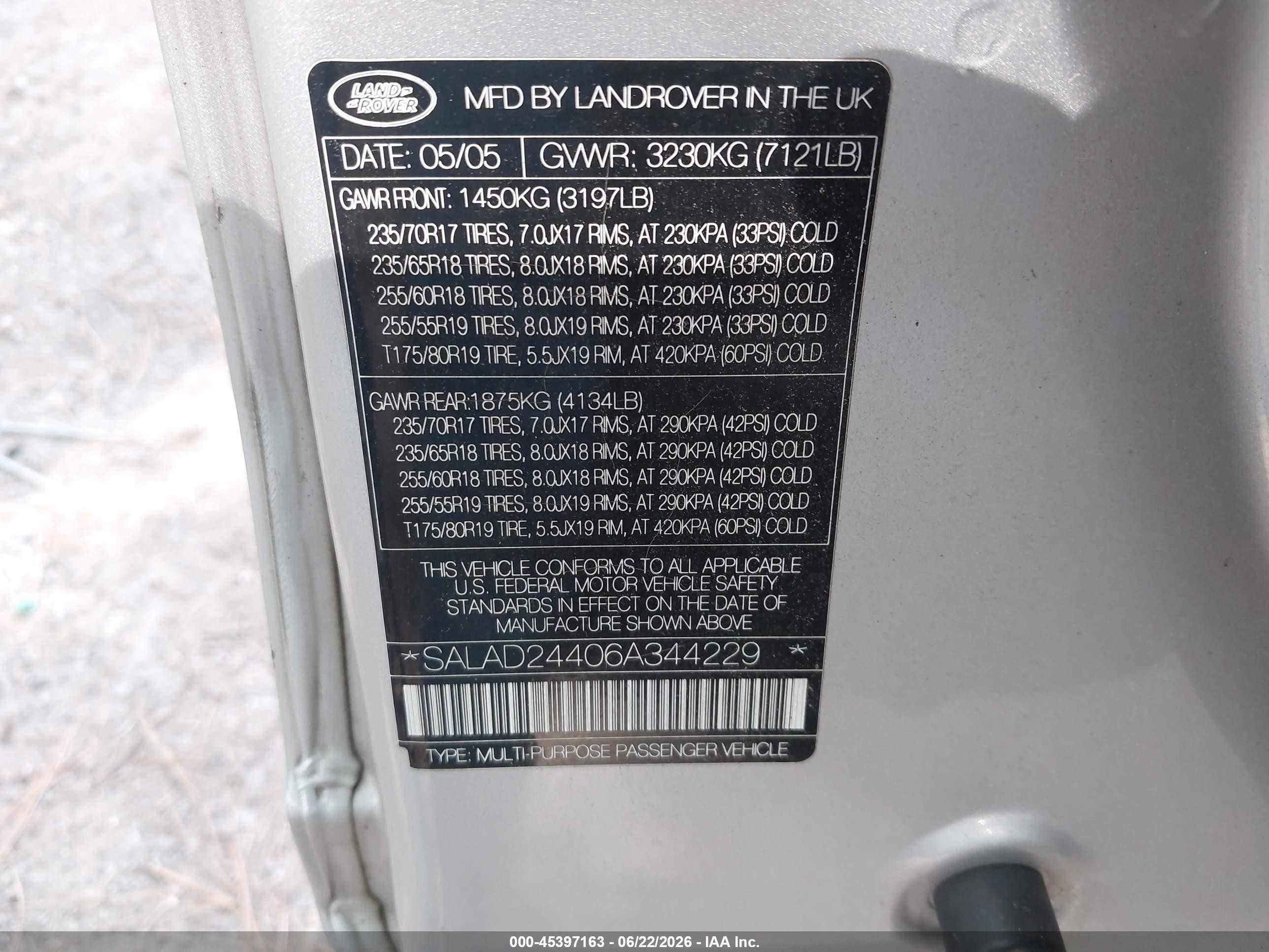 2006 Land Rover Lr3 V6 Серебряный vin: SALAD24406A344229