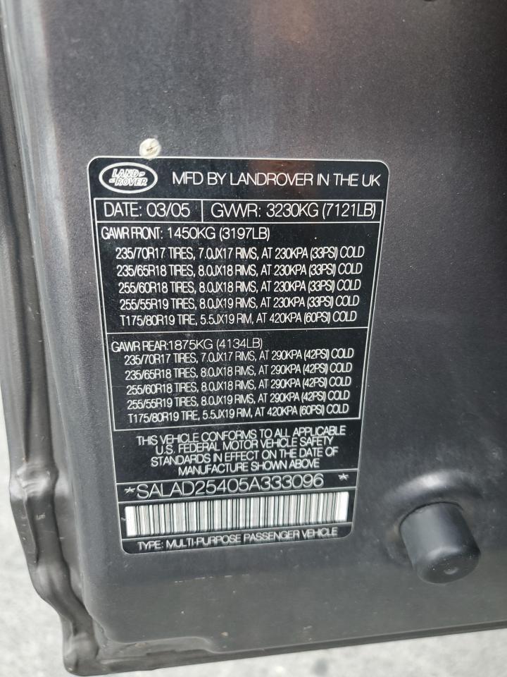 2005 Land Rover Lr3 Se Gray vin: SALAD25405A333096