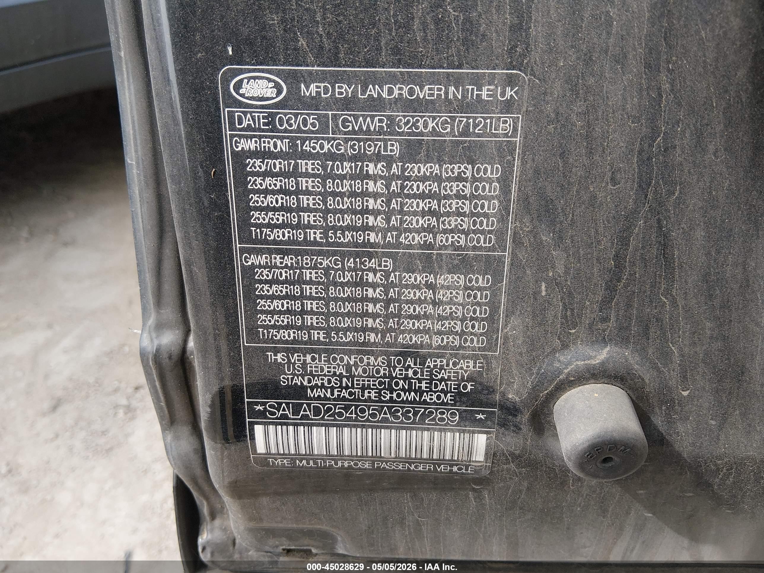2005 Land Rover Lr3 Se Black vin: SALAD25495A337289