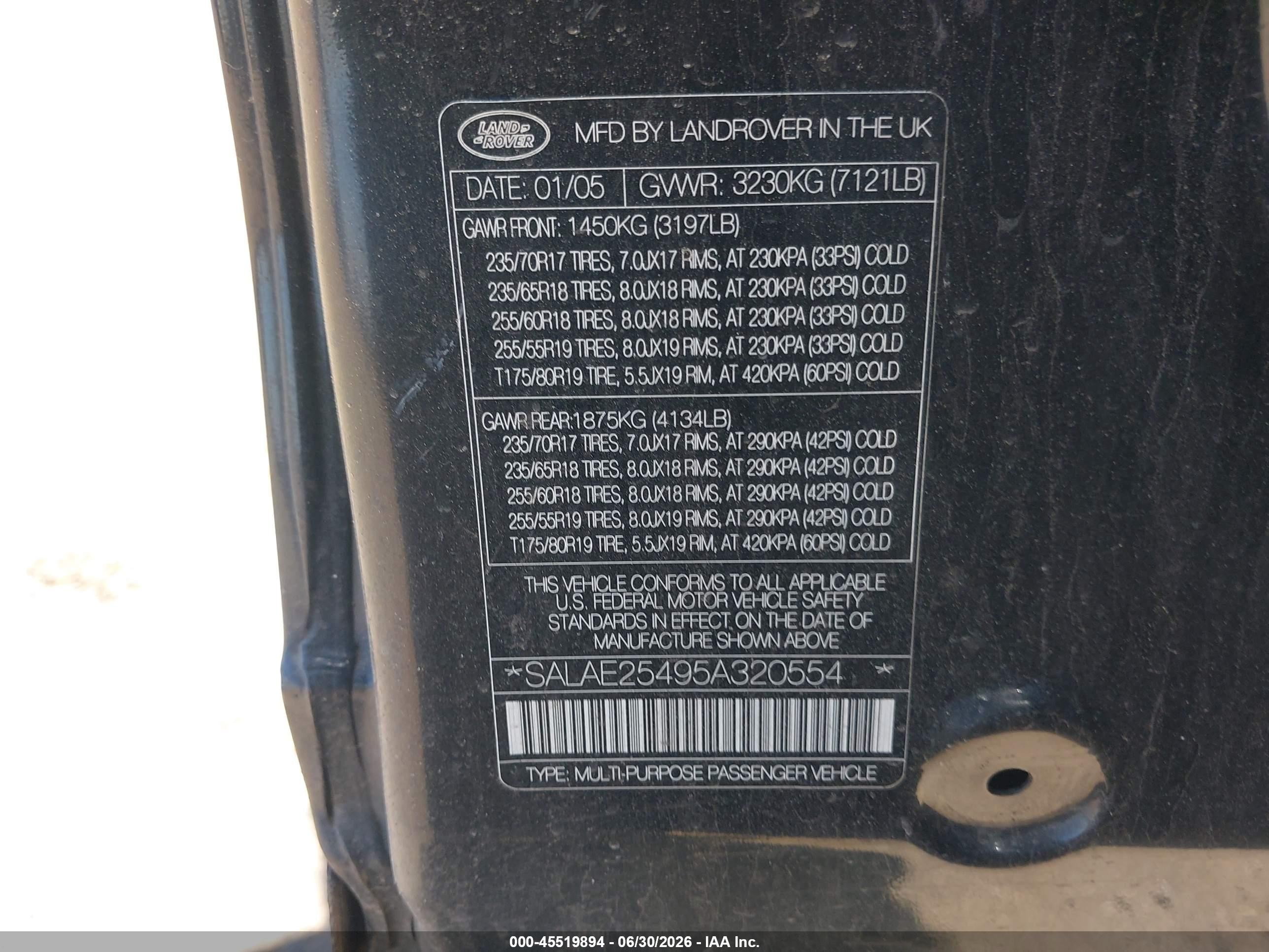 2005 Land Rover Lr3 Se Black vin: SALAE25495A320554