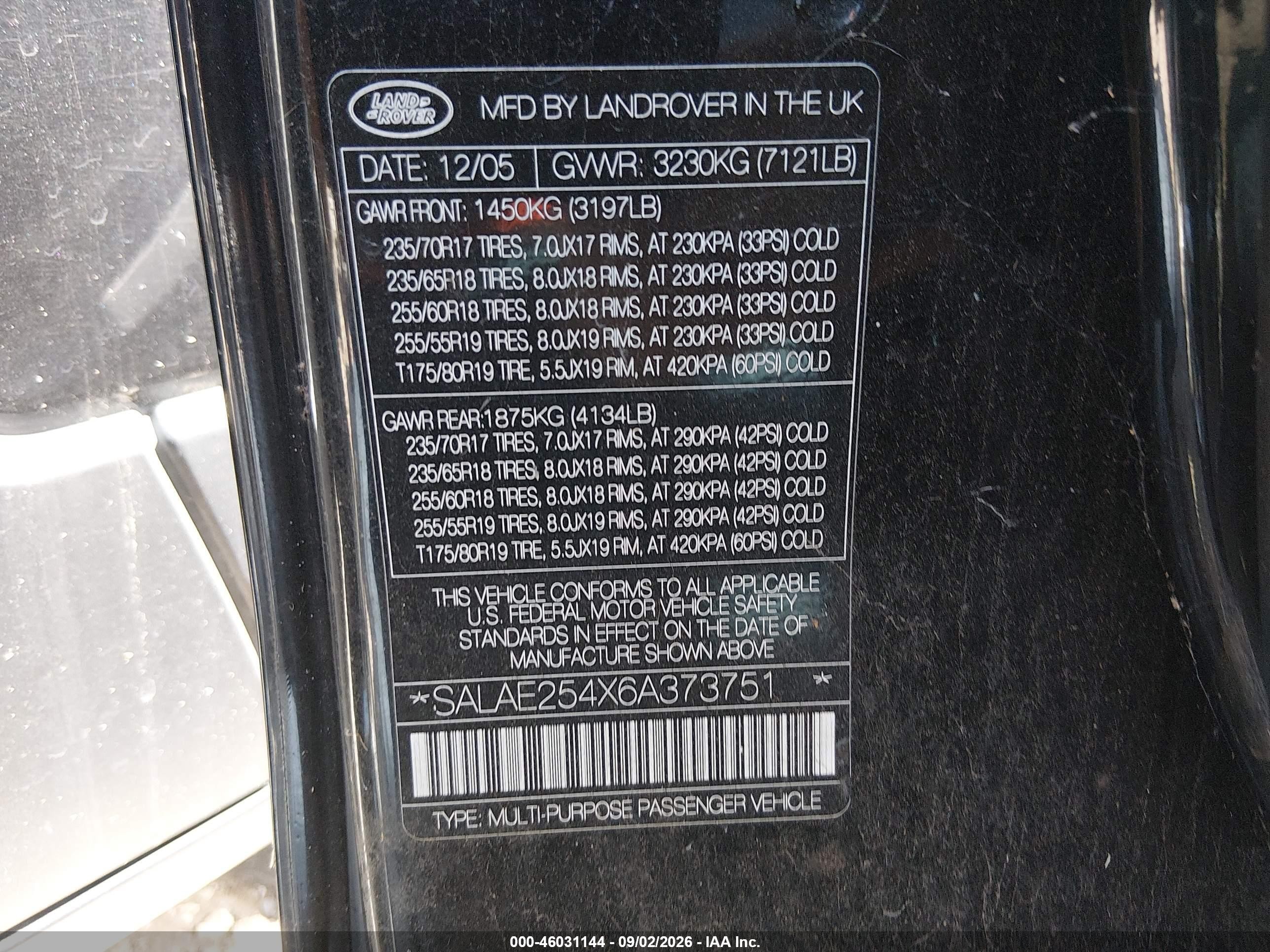 2006 Land Rover Lr3 V8 Se Черный vin: SALAE254X6A373751