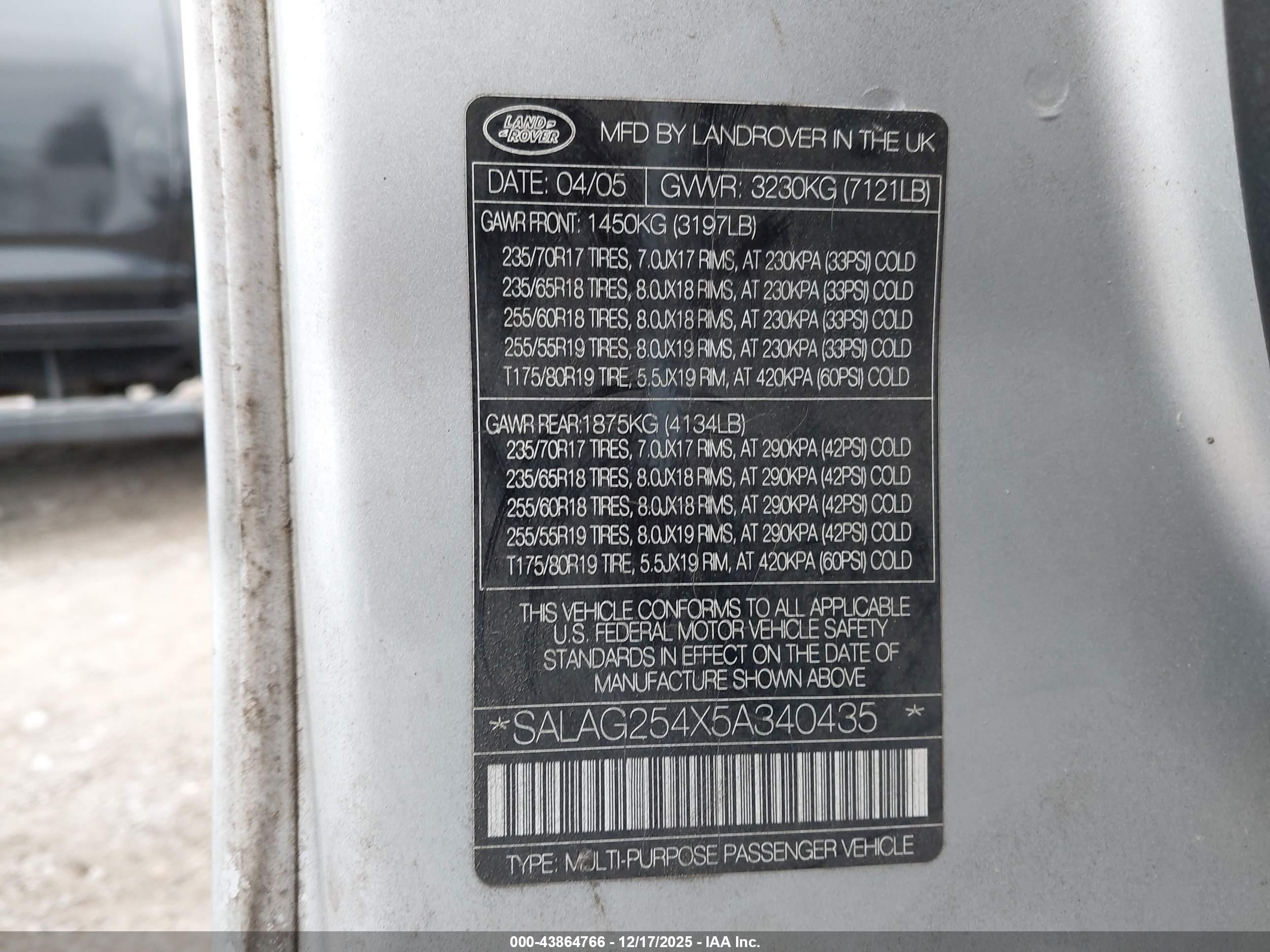 2005 Land Rover Lr3 Hse Silver vin: SALAG254X5A340435