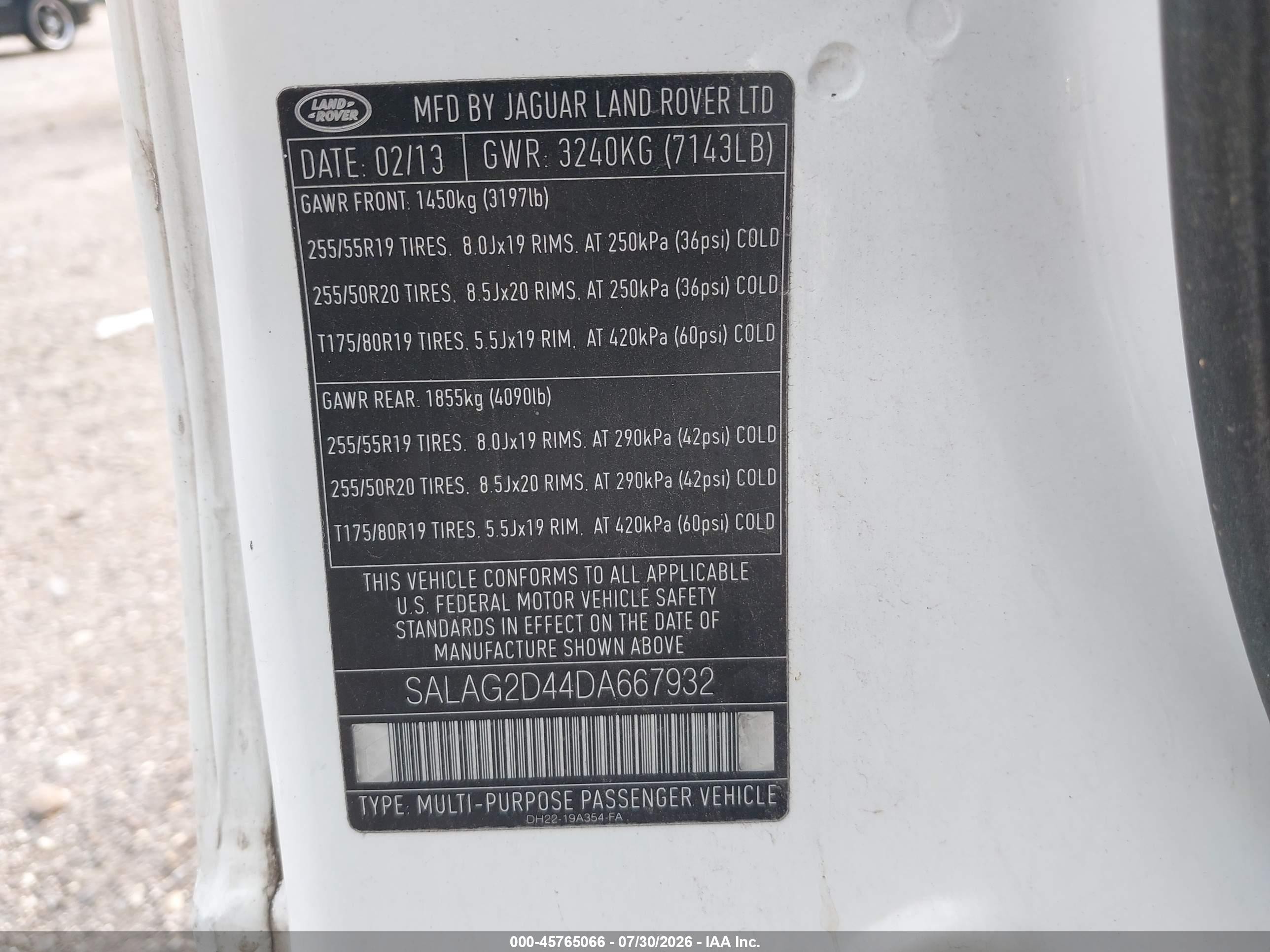 2013 Land Rover Lr4   White vin: SALAG2D44DA667932