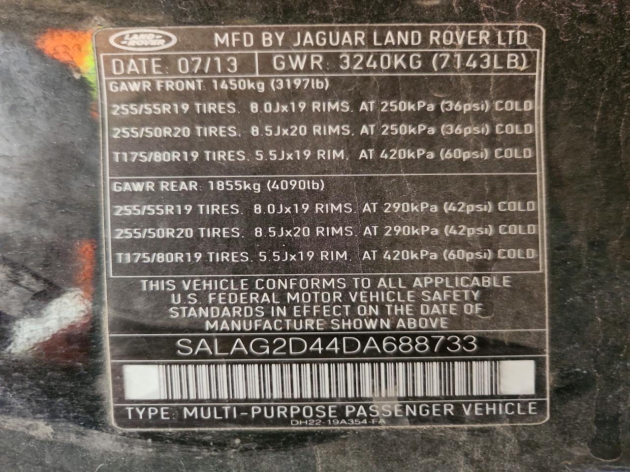 2013 Land Rover Lr4 Hse Black vin: SALAG2D44DA688733