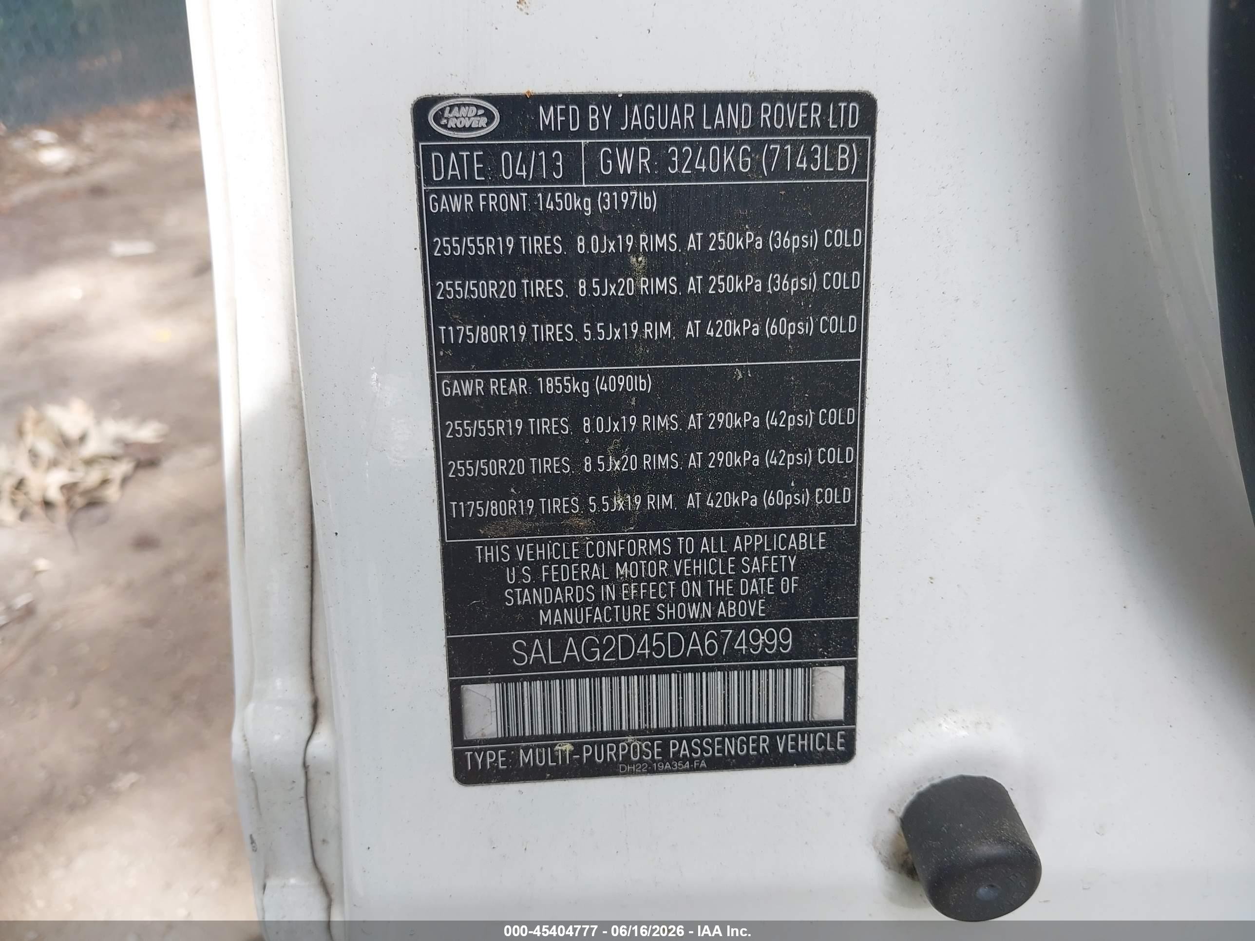 2013 Land Rover Lr4   White vin: SALAG2D45DA674999