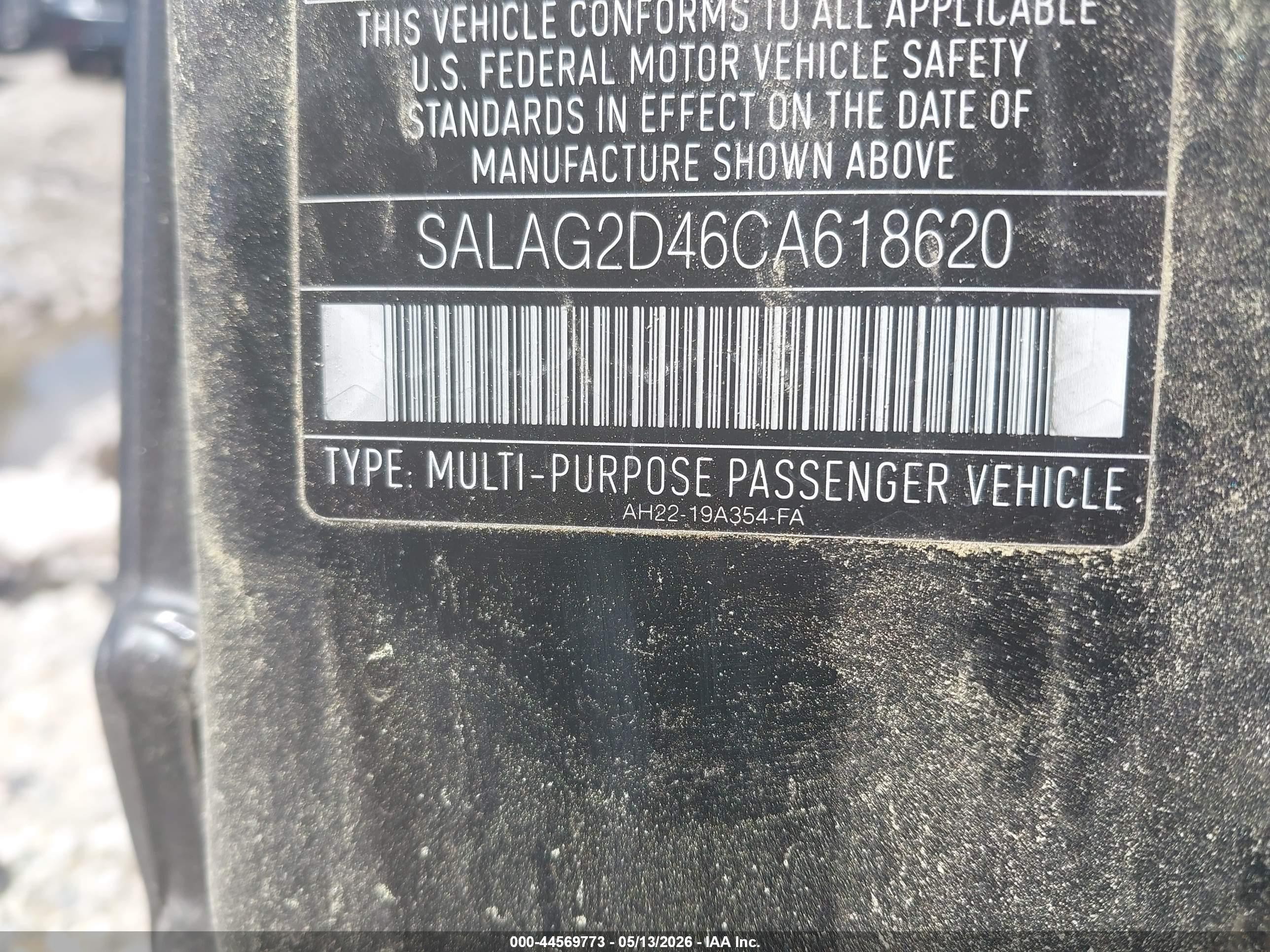 2012 Land Rover Lr4   Black vin: SALAG2D46CA618620