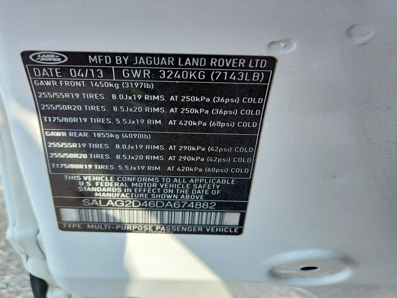 2013 Land Rover Lr4 Hse White vin: SALAG2D46DA674882