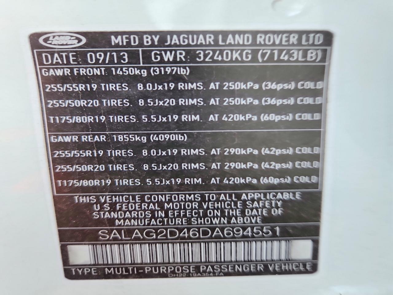2013 Land Rover Lr4 Hse White vin: SALAG2D46DA694551