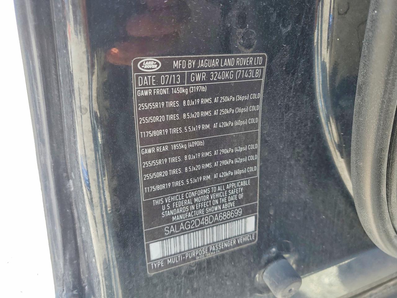 2013 Land Rover Lr4 Black vin: SALAG2D48DA688699