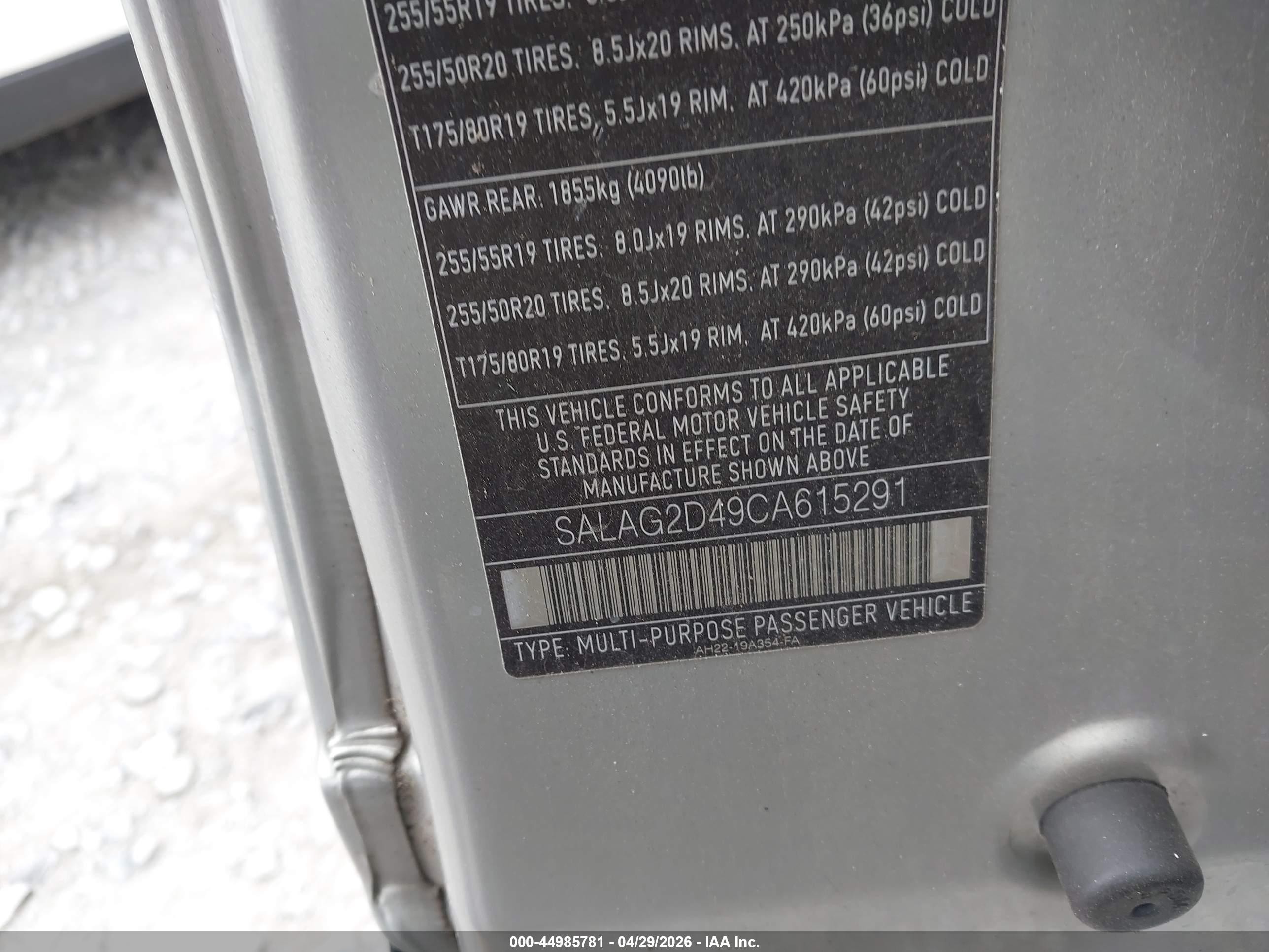 2012 Land Rover Lr4   Pewter vin: SALAG2D49CA615291