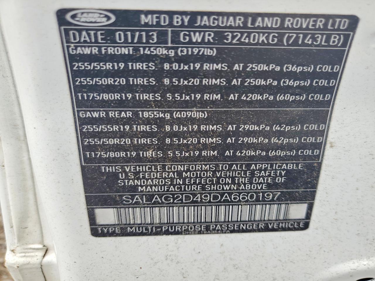 2013 Land Rover Lr4 Hse White vin: SALAG2D49DA660197