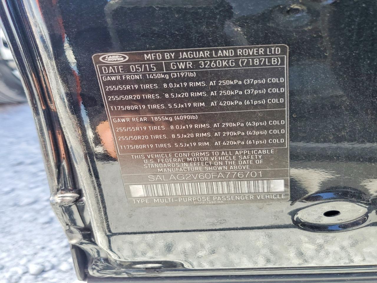 2015 Land Rover Lr4 Hse Black vin: SALAG2V60FA776701