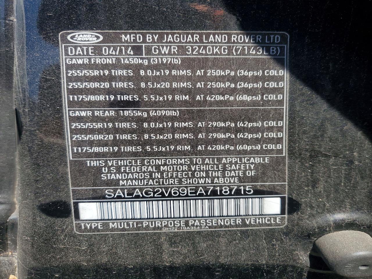 2014 Land Rover Lr4 Hse Black vin: SALAG2V69EA718715