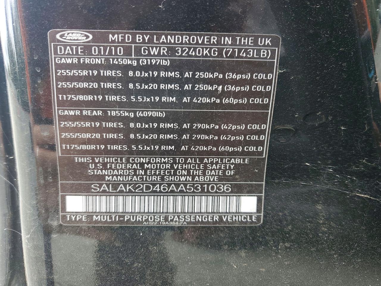 2010 Land Rover Lr4 Hse Luxury Black vin: SALAK2D46AA531036