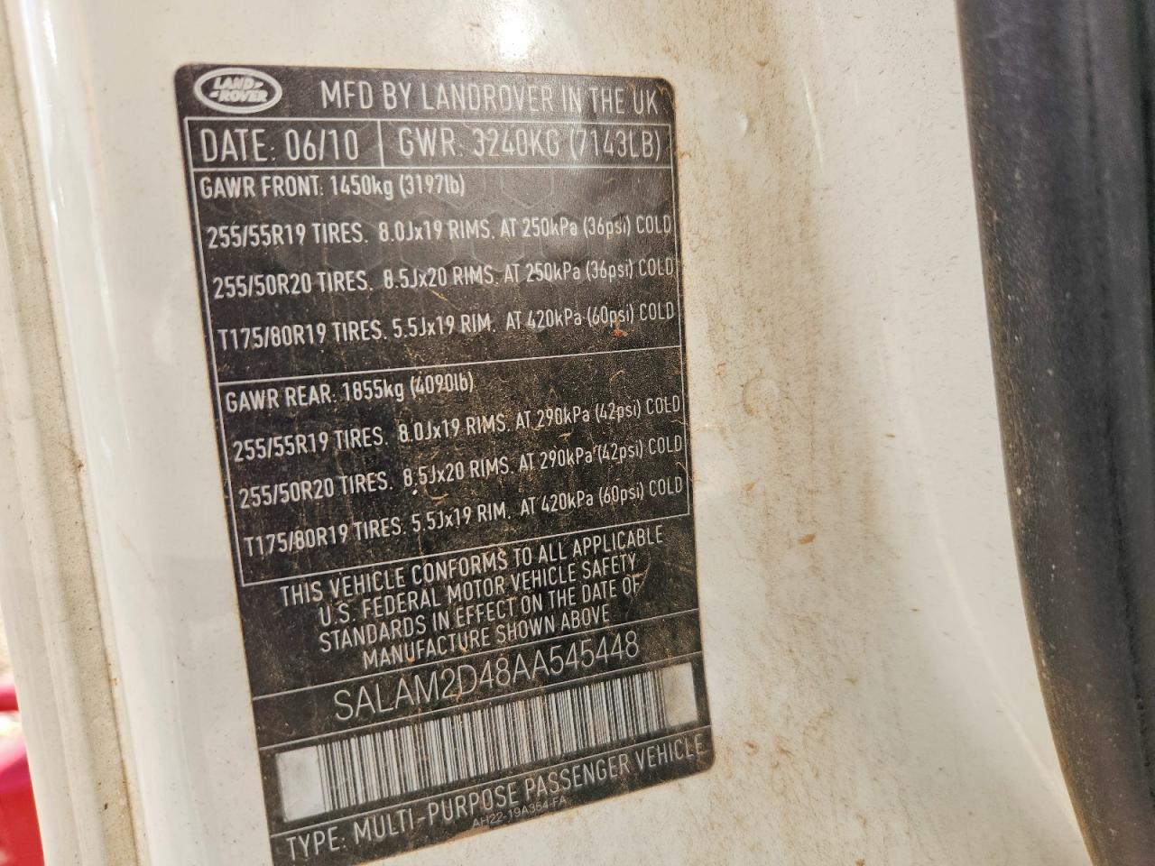 2010 Land Rover Lr4 Hse Plus White vin: SALAM2D48AA545448