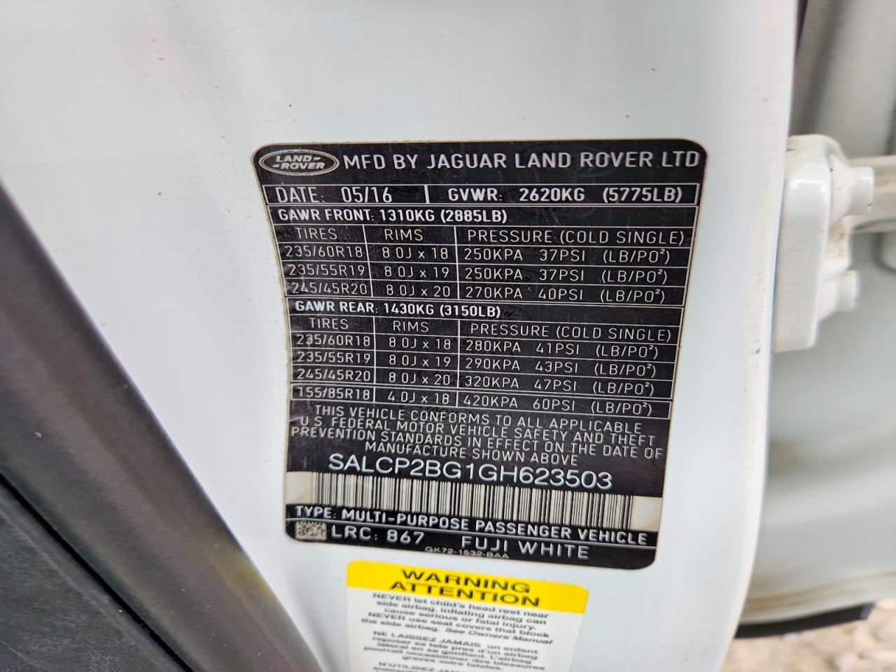 2016 Land Rover Discovery Sport Se White vin: SALCP2BG1GH623503
