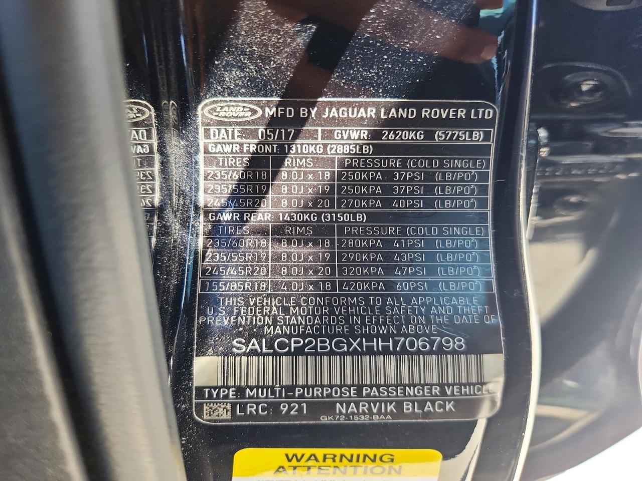 2017 Land Rover Discovery Sport Se Black vin: SALCP2BGXHH706798