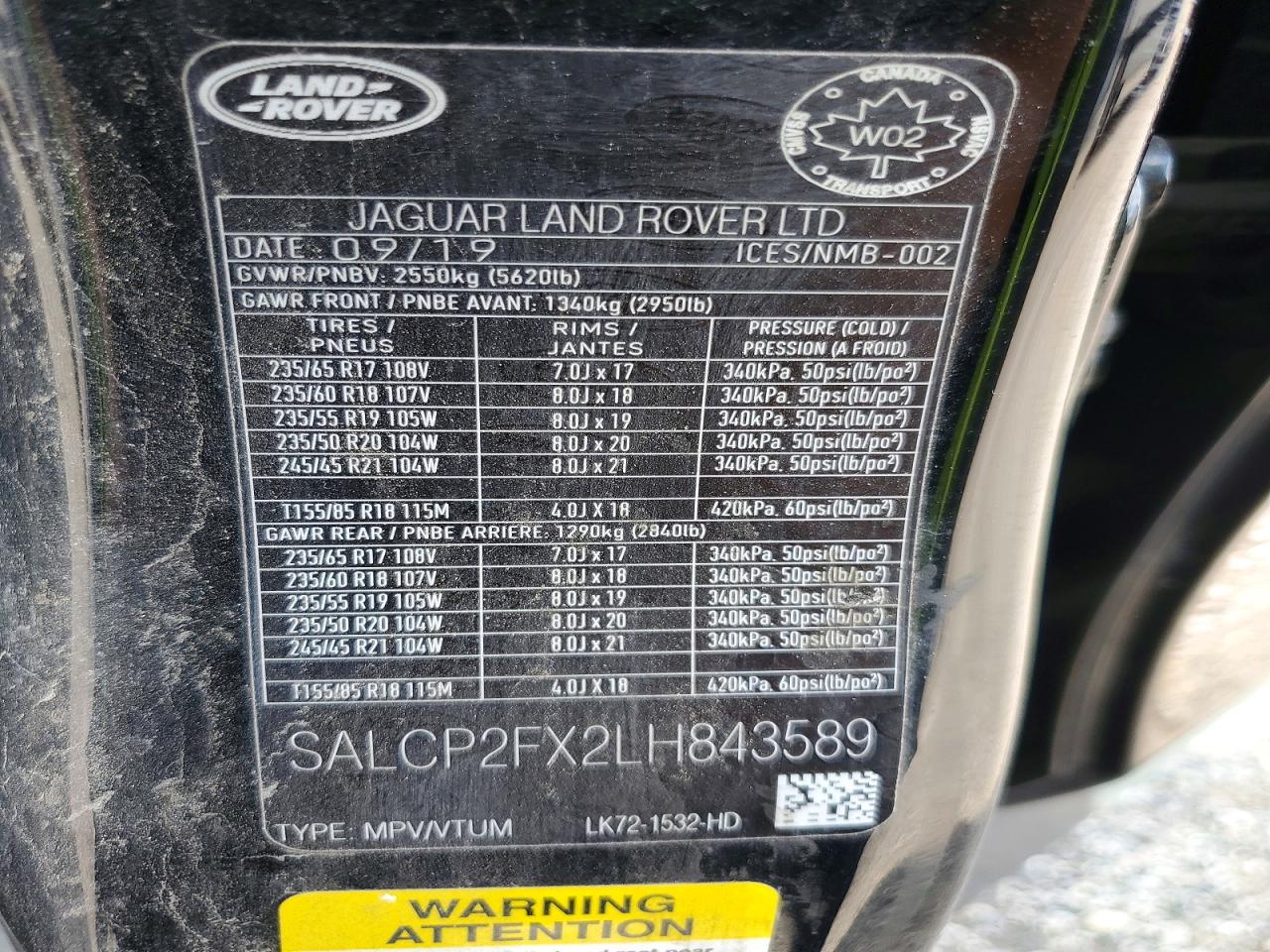 2020 Land Rover Discovery Sport Se Black vin: SALCP2FX2LH843589