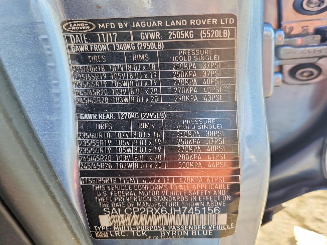 2018 Land Rover Discovery Sport Se Blue vin: SALCP2RX6JH745156