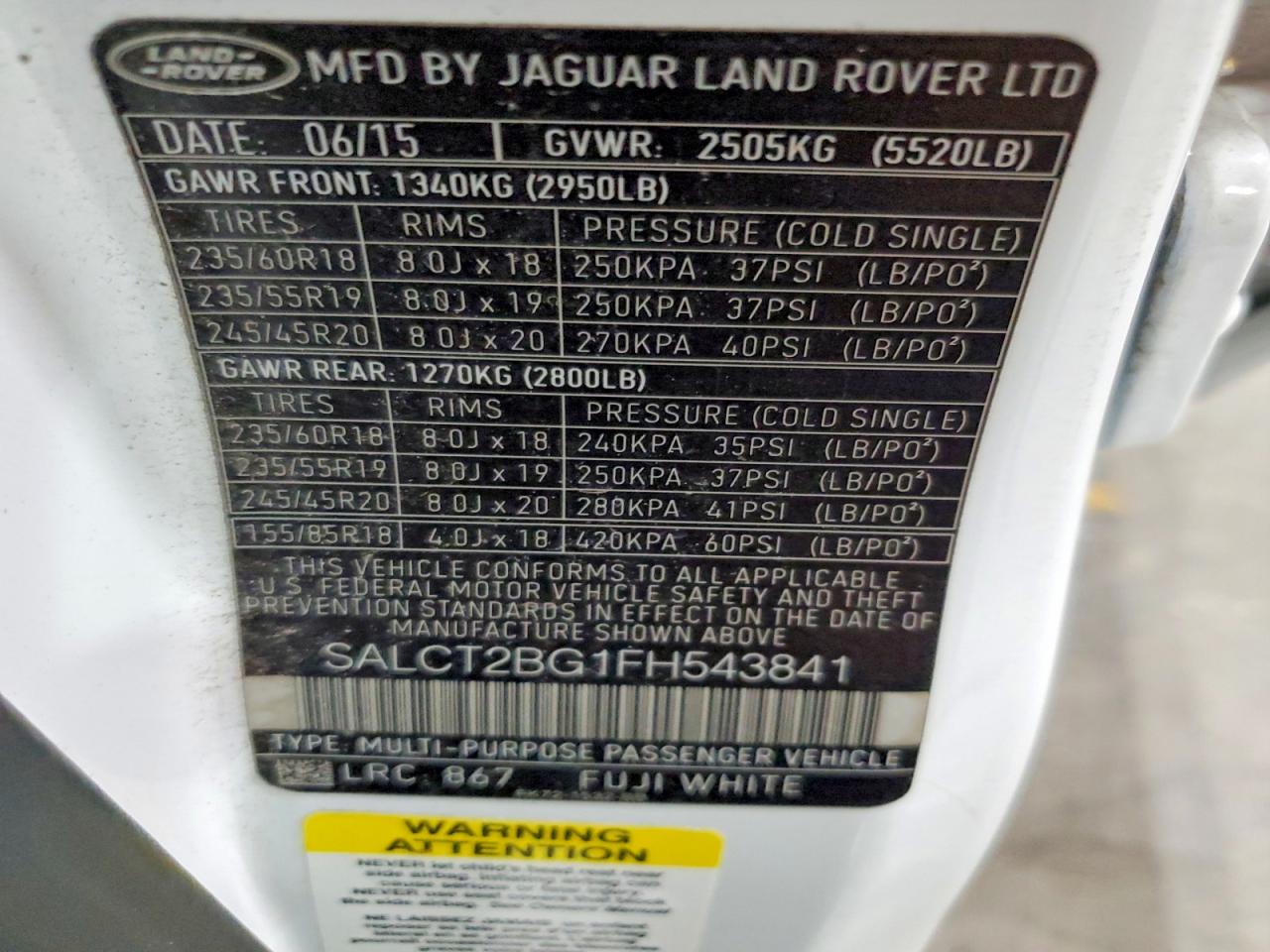 2015 Land Rover Discovery Sport Hse Luxury White vin: SALCT2BG1FH543841
