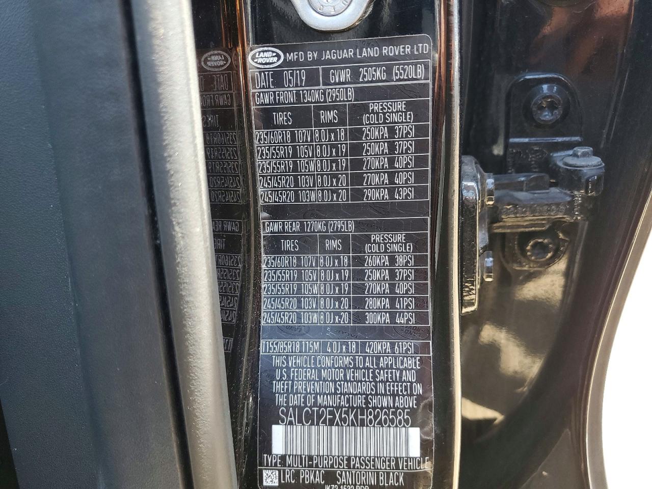 2019 Land Rover Discovery Sport Black vin: SALCT2FX5KH826585