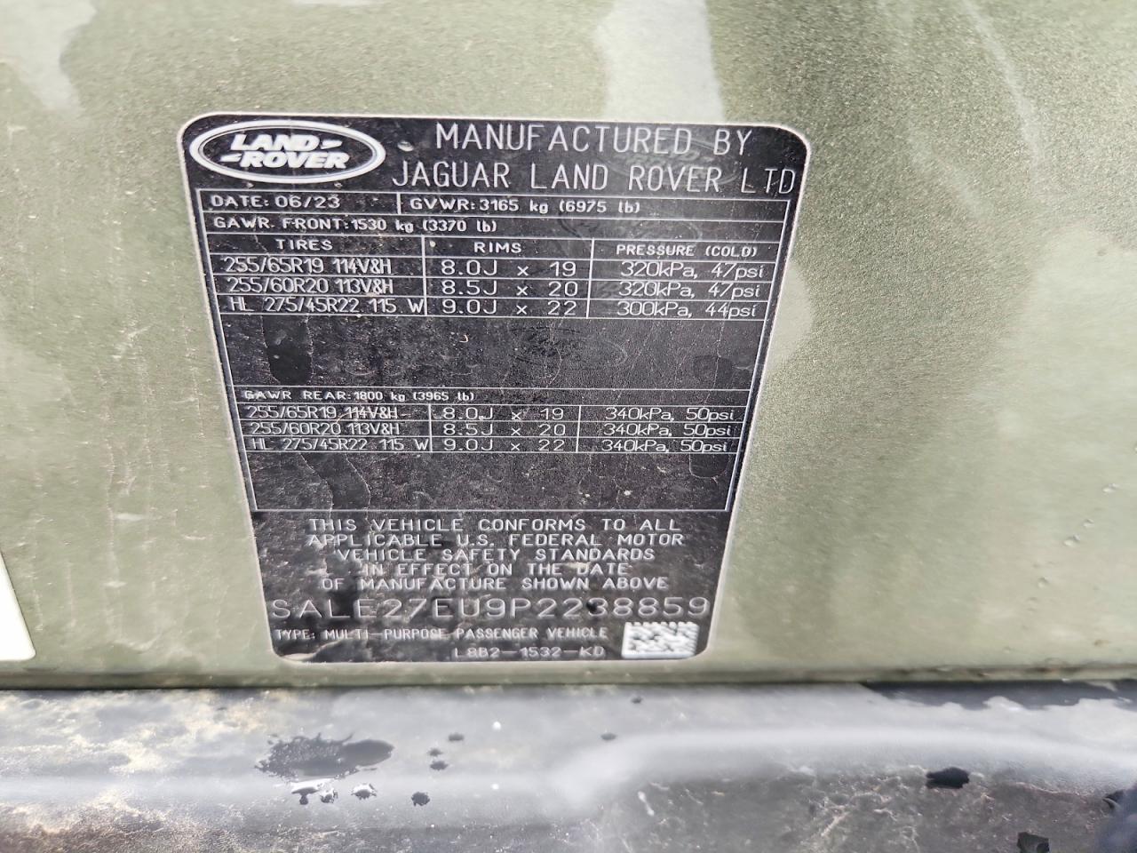2023 Land Rover Defender 110 X-dynamic Se Green vin: SALE27EU9P2238859