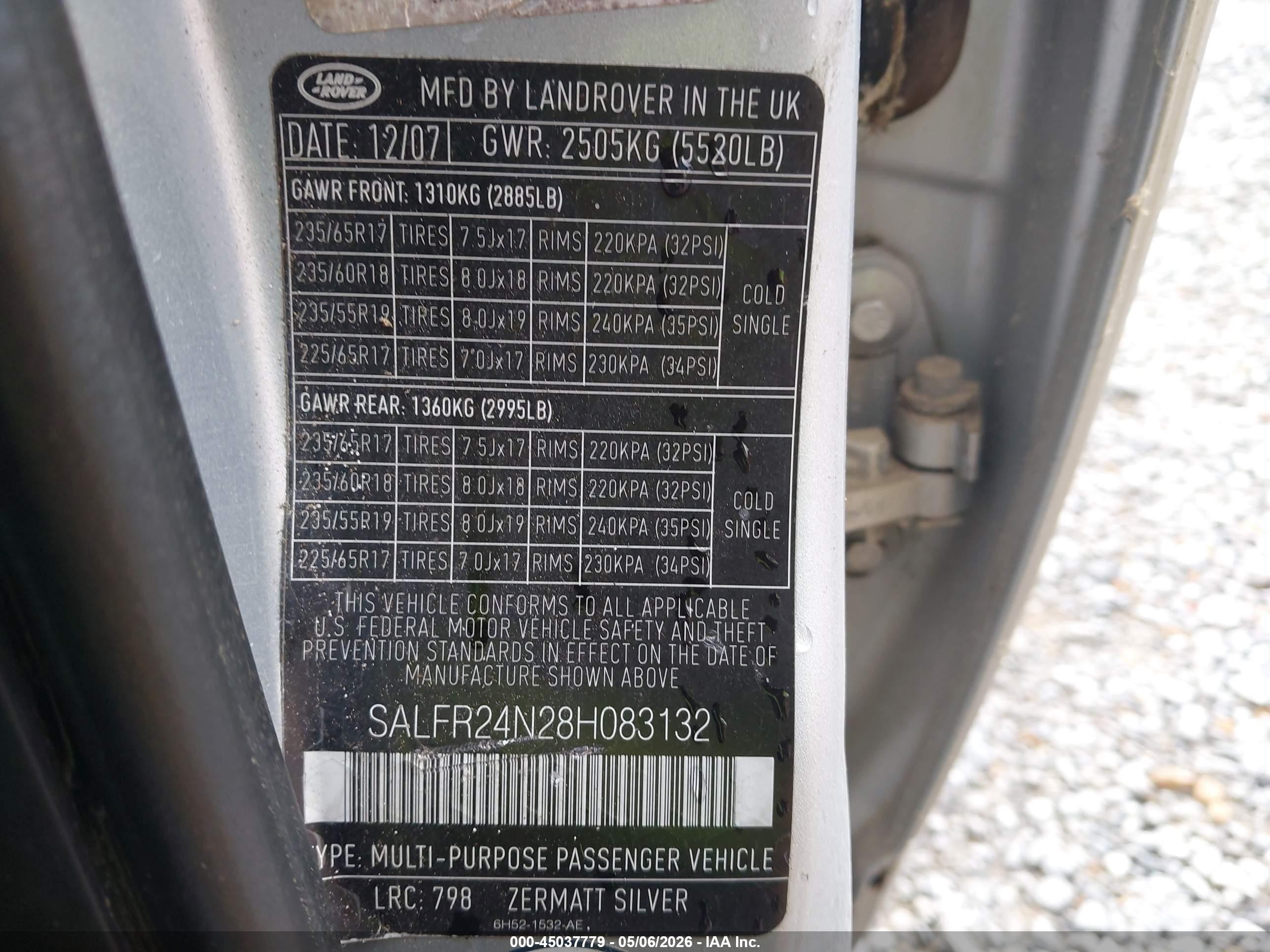 2008 Land Rover Lr2 Hse Серебряный vin: SALFR24N28H083132