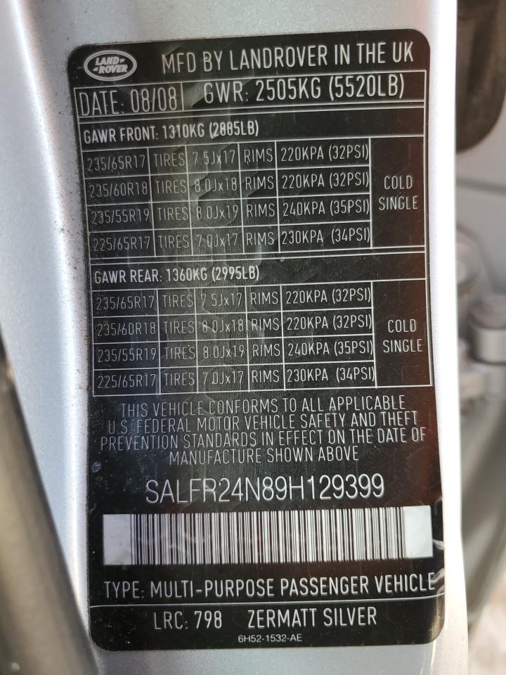 2009 Land Rover Lr2 Hse Silver vin: SALFR24N89H129399